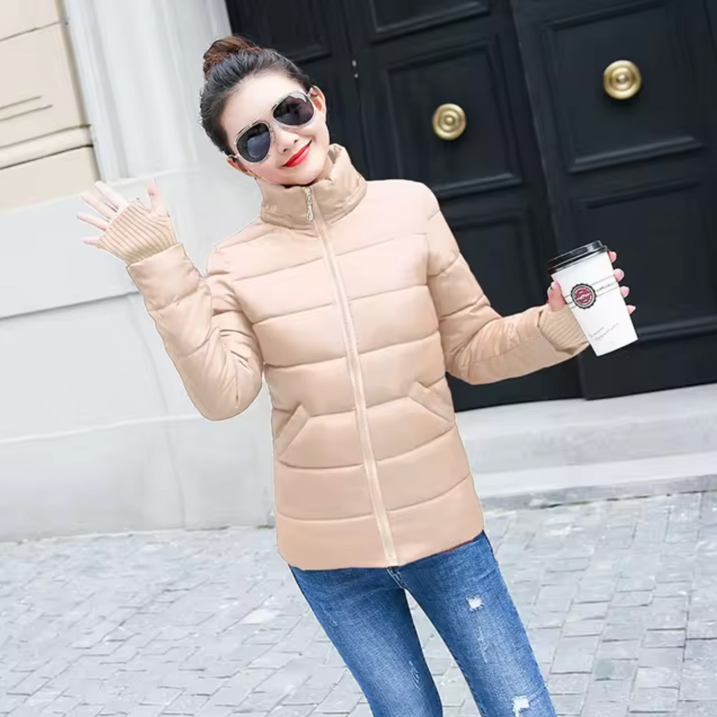 Deborah® | Jacket with hood and fur lining