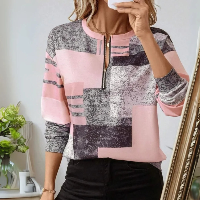 Adriana® | Printed half zip top