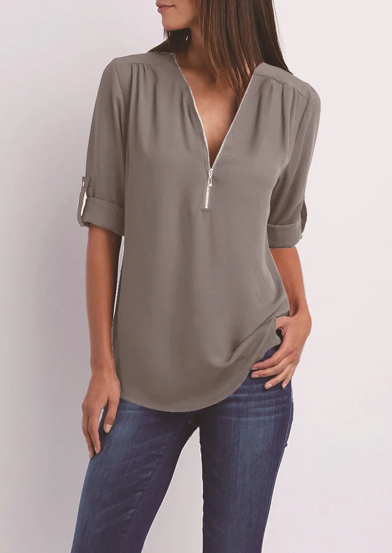 Breanna® | Chiffon Blouse With Zipper