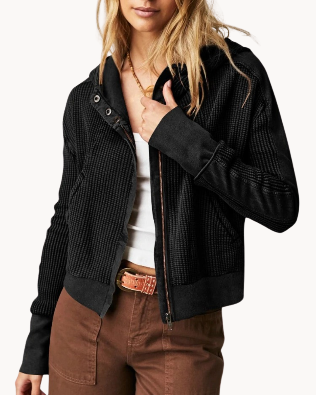 Ariana® | Luxurious Soft Fabric With Ruffle Pockets Women's Jacket