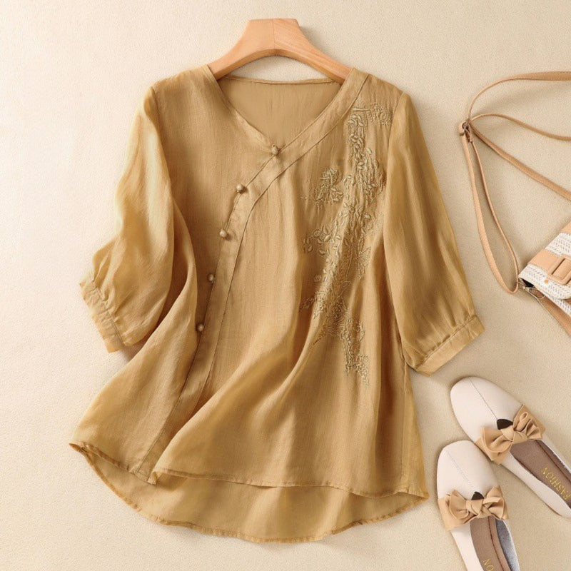 Sue | Elegant Asymmetrical Button Tunic