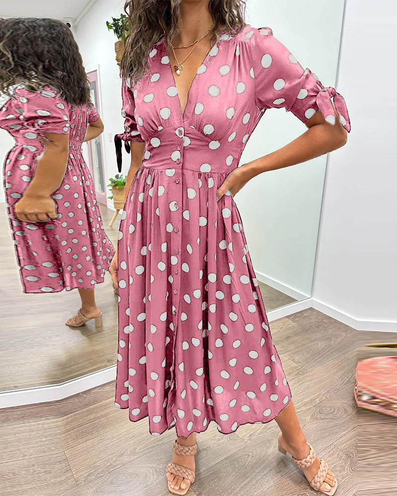 Cristina® | V-neck dress with polka dots