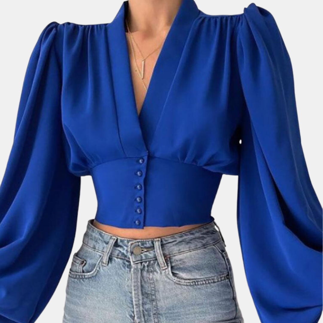 Bretts® | Fashionable Puff Sleeve Blouse With V-Neck