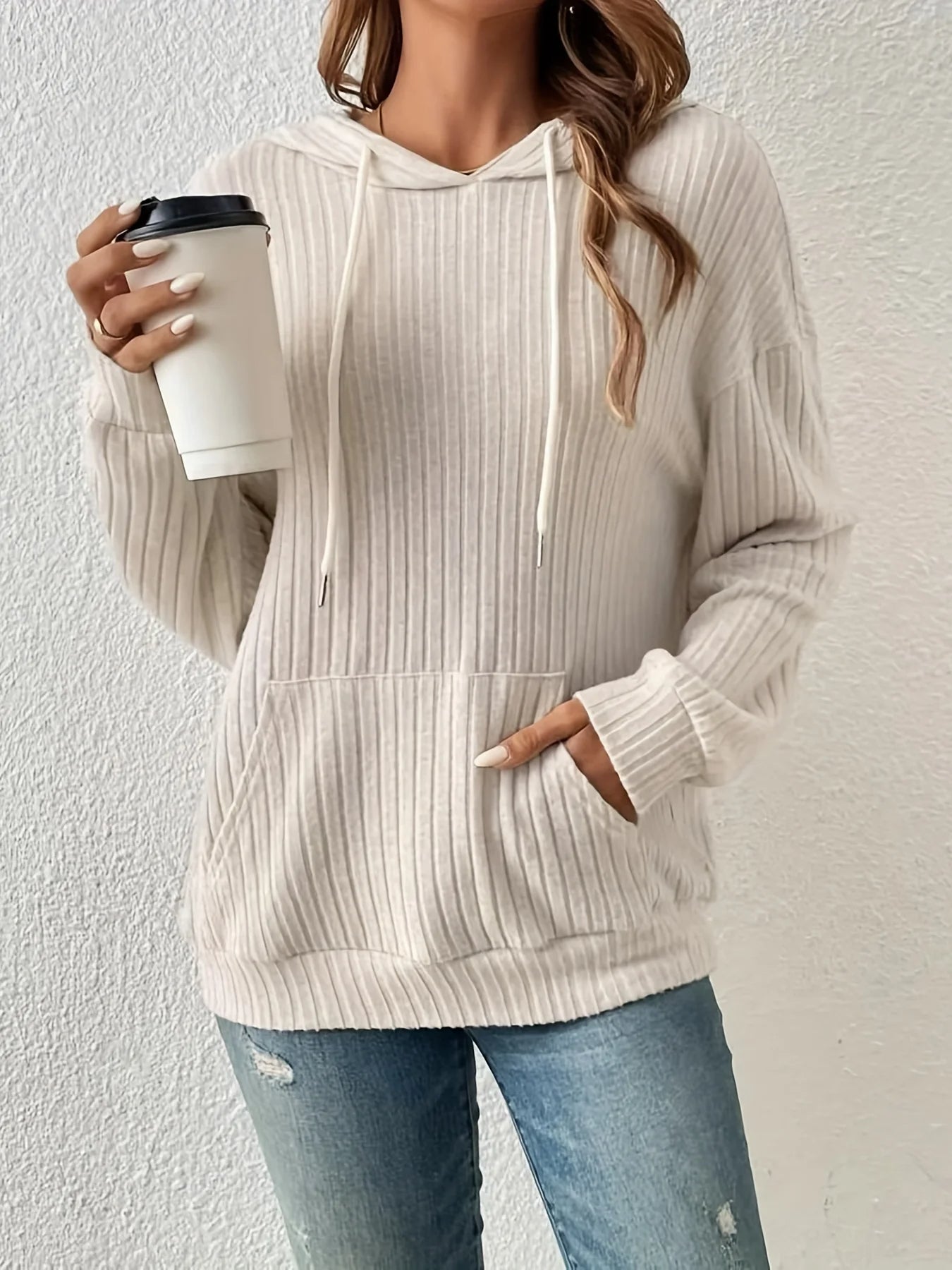 Dafne | Women's ribbed drawstring hoodie