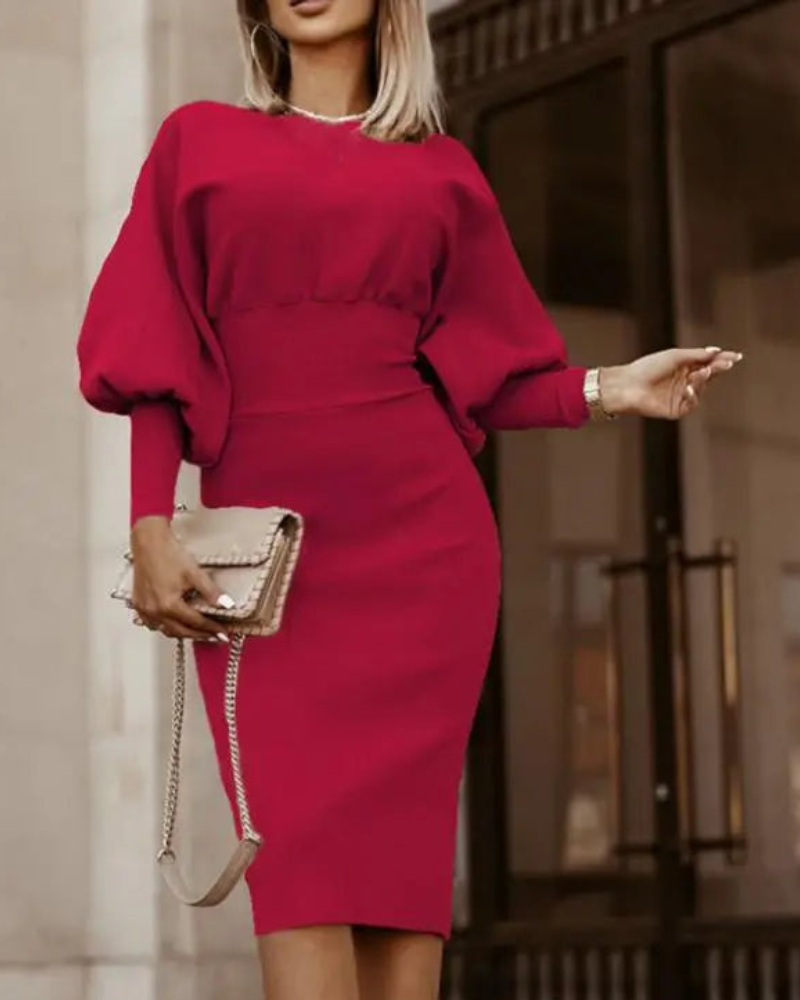 Costanza® | Elegant Midi Dress With Puff Sleeves