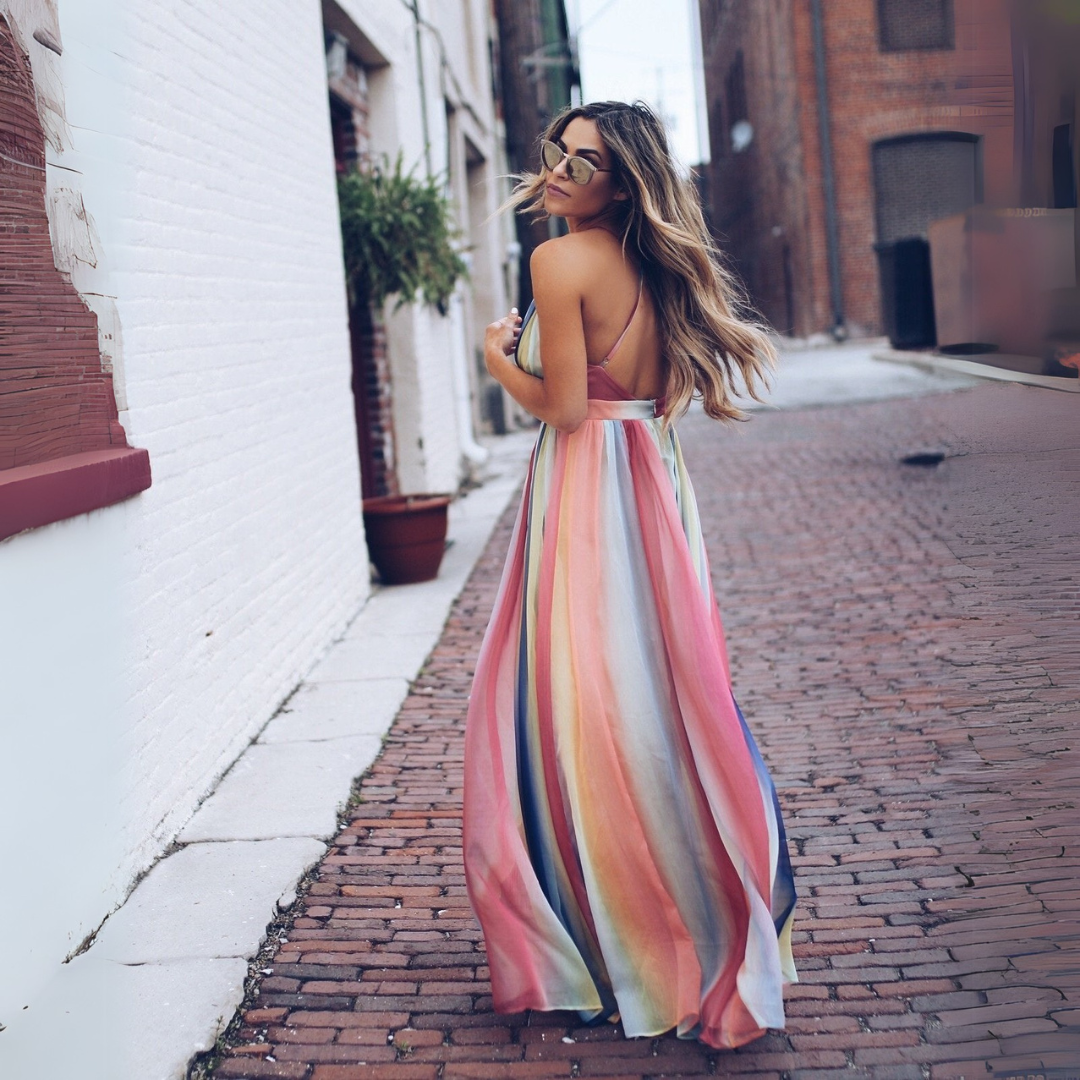 Irish | Elegant Summer Maxi Dress with Stripes