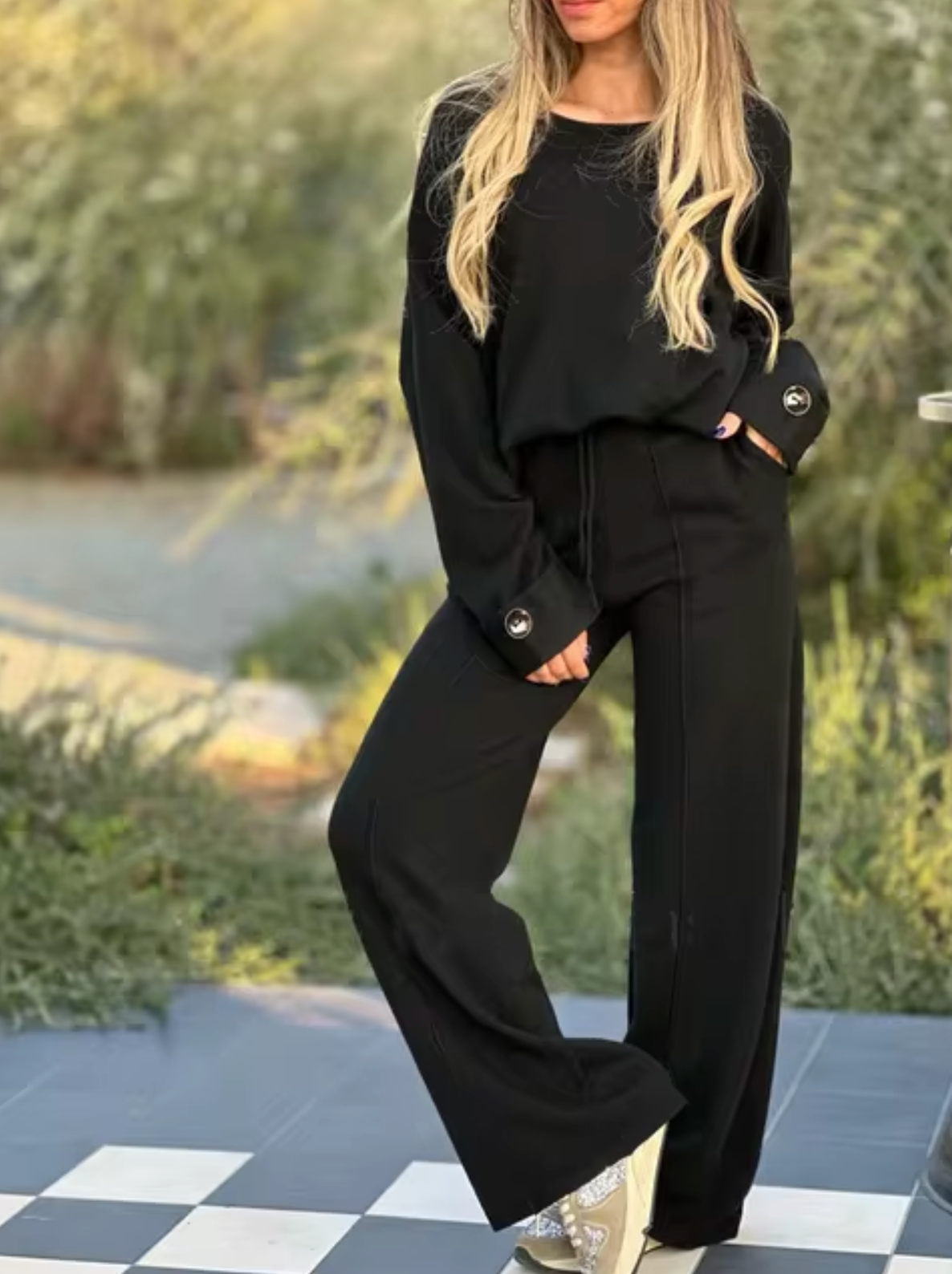 Artemizia® | Long Sleeve And Wide Leg Pants Set
