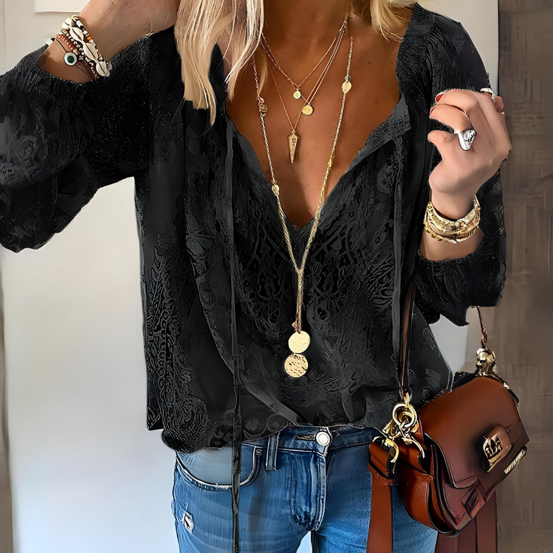 Kelly | Elegant Boho Blouse with Cutout Neckline