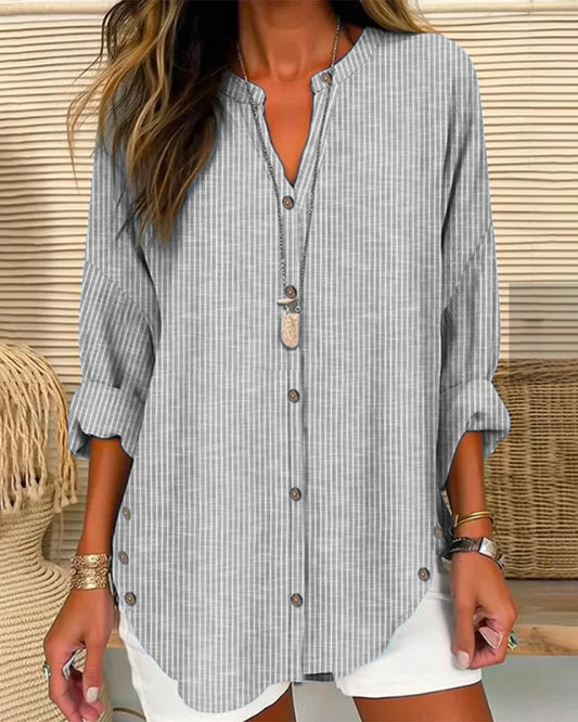 Brooklyn® | Blouse Striped Top With V-Neck