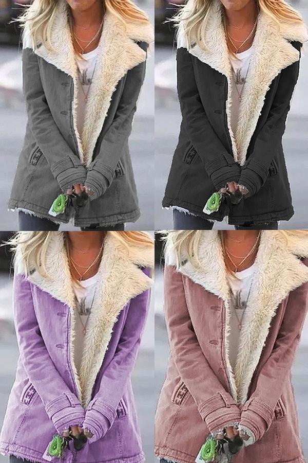 Antonella® | Long Sleeve Solid Color Lapel Outerwear