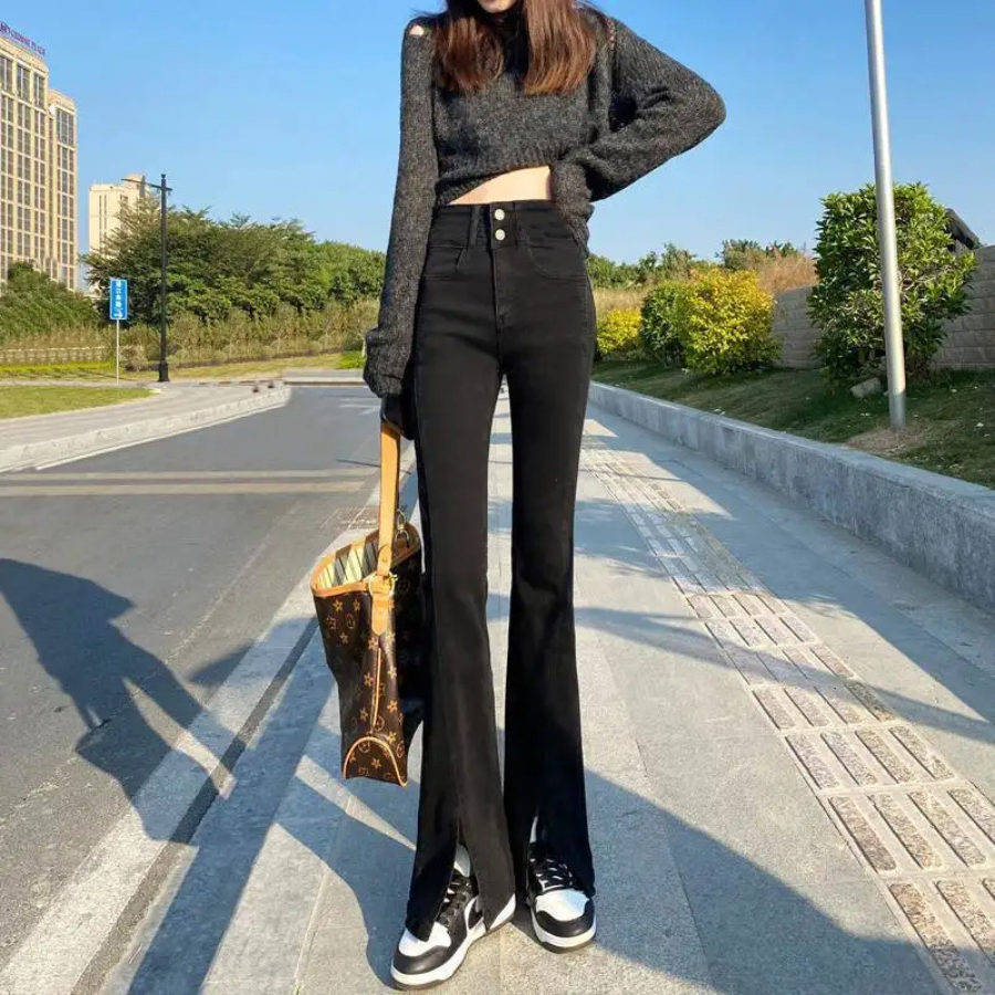 Clara® | Pants Elegance High-waisted Flared Bell Cuffs