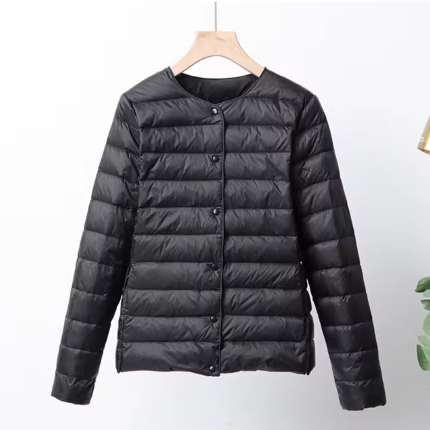 Women’s Down Jacket – Slim Fit – Lightweight Quilted – Collarless – Hip Length