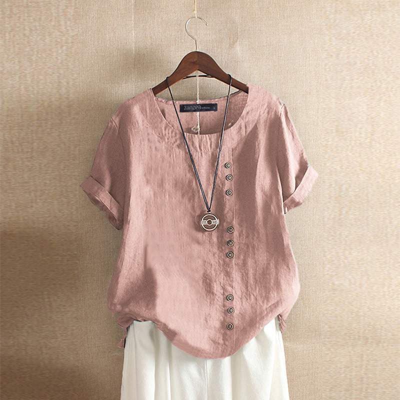 Deborah | Cotton Casual Blouse with Button Detail