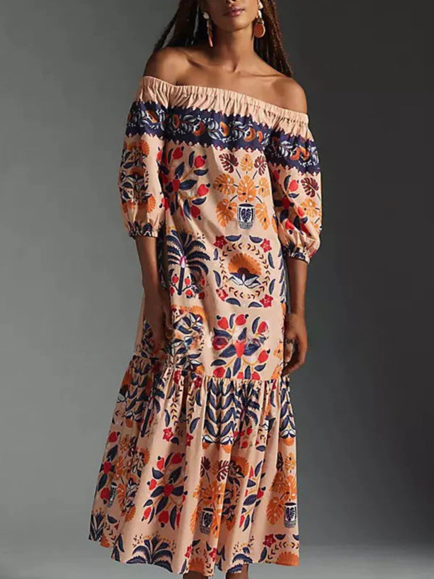 Aubrey® | Elegant printed midi dress