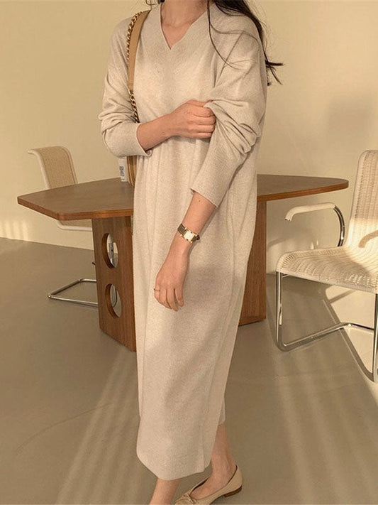 Christabel® | Striped dress with V-neck and long sleeves