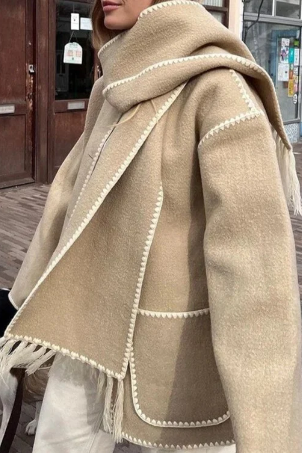 Bianca® | Scarf-Neckline Felt Woolen Coat