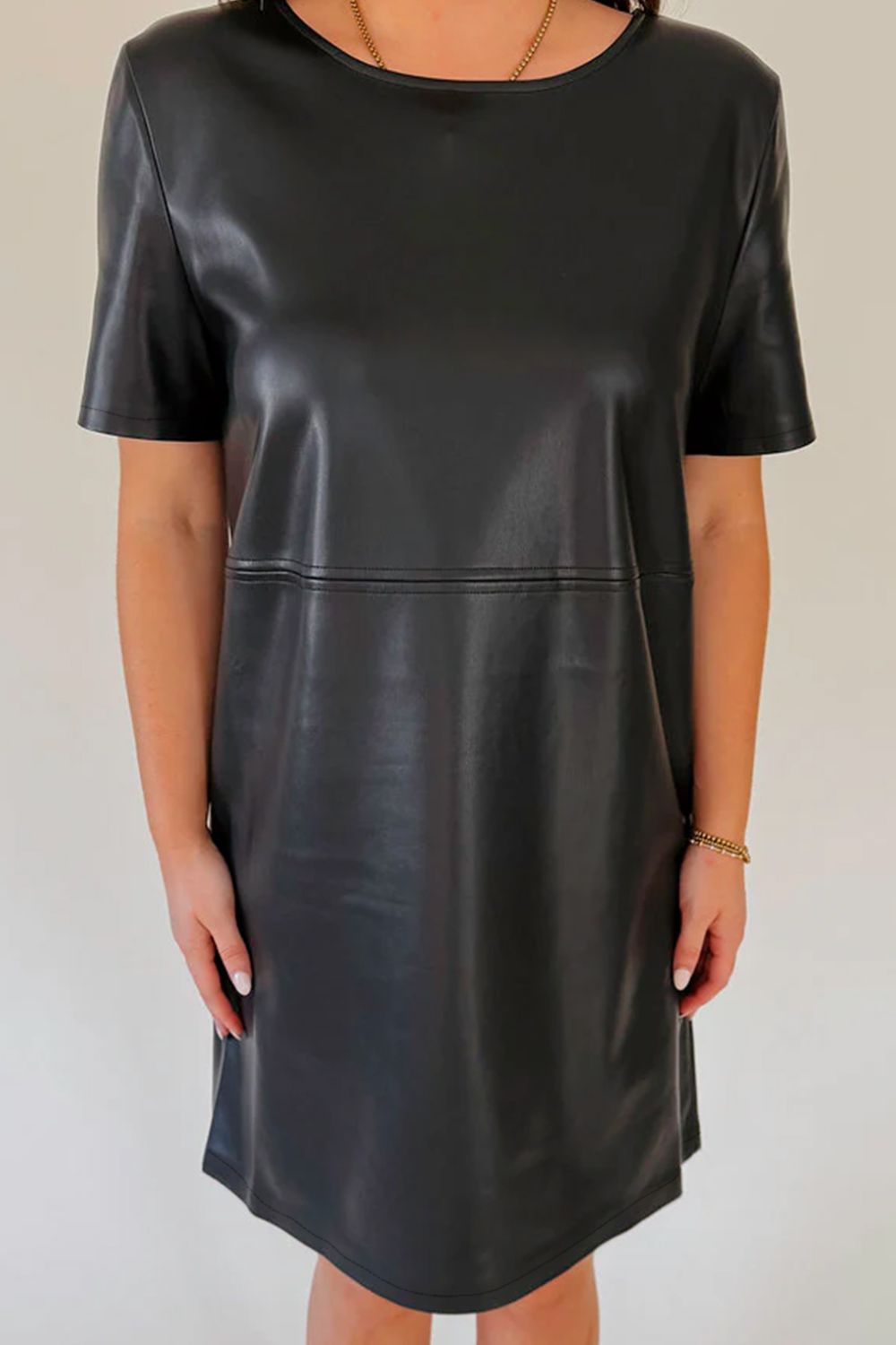 Angela® | Short-sleeved mini dress with a round neckline