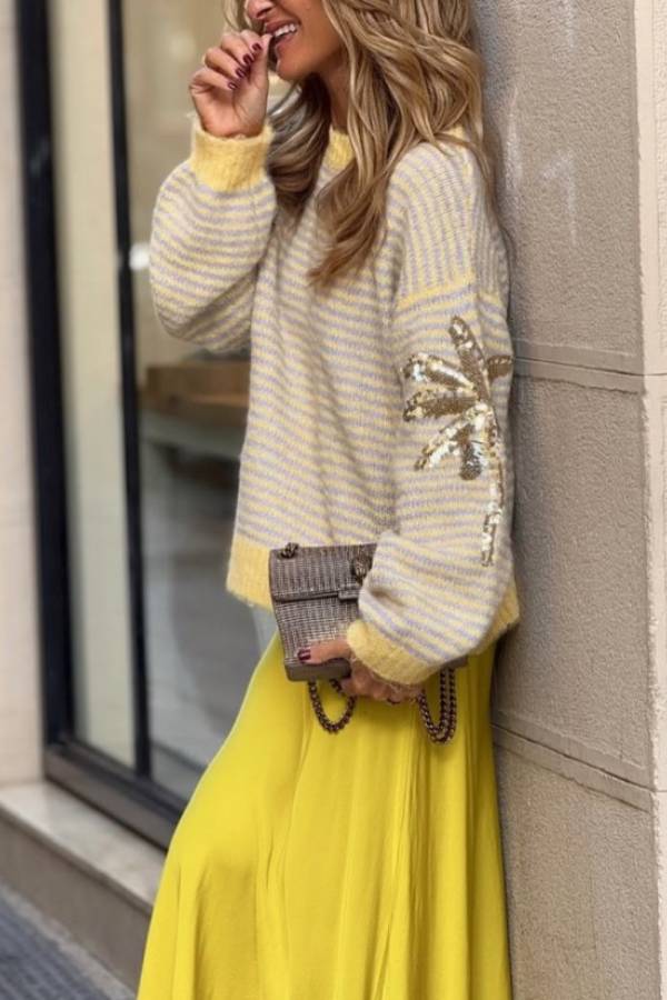 Consuelo® | Striped/sequin sweater