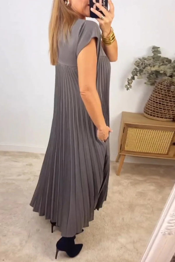 Anita® | Sleeveless pleated plain plain dress