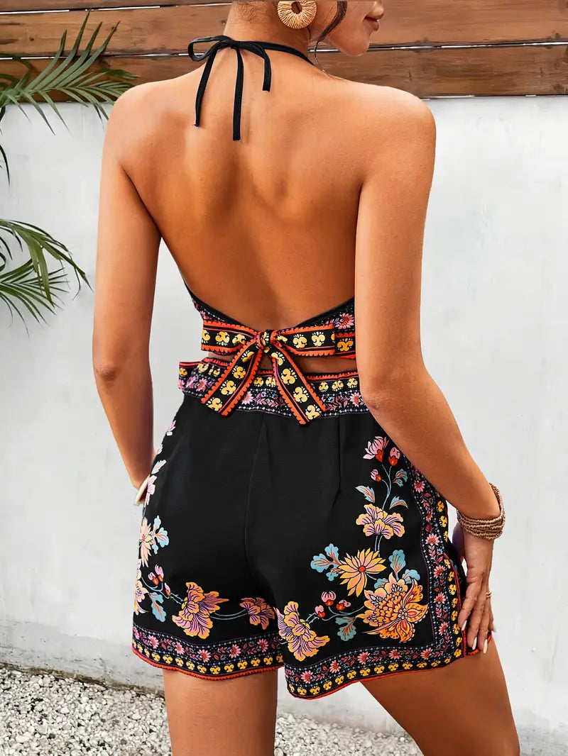 Ava® | Halter Neck Crop Top And Wrap Mini Skirts