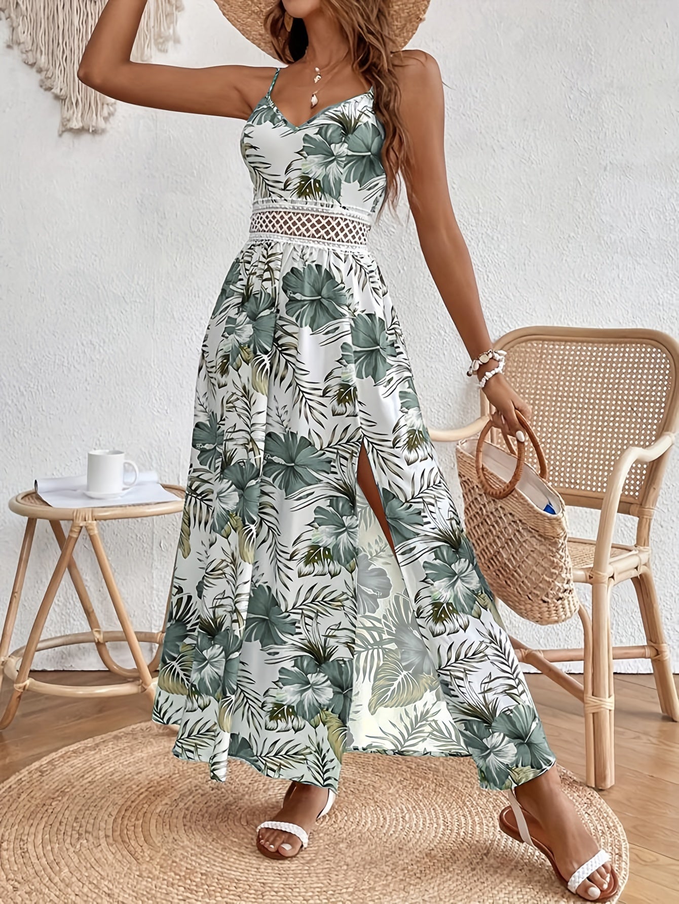 Elda® | Floral maxi dress with spaghetti straps