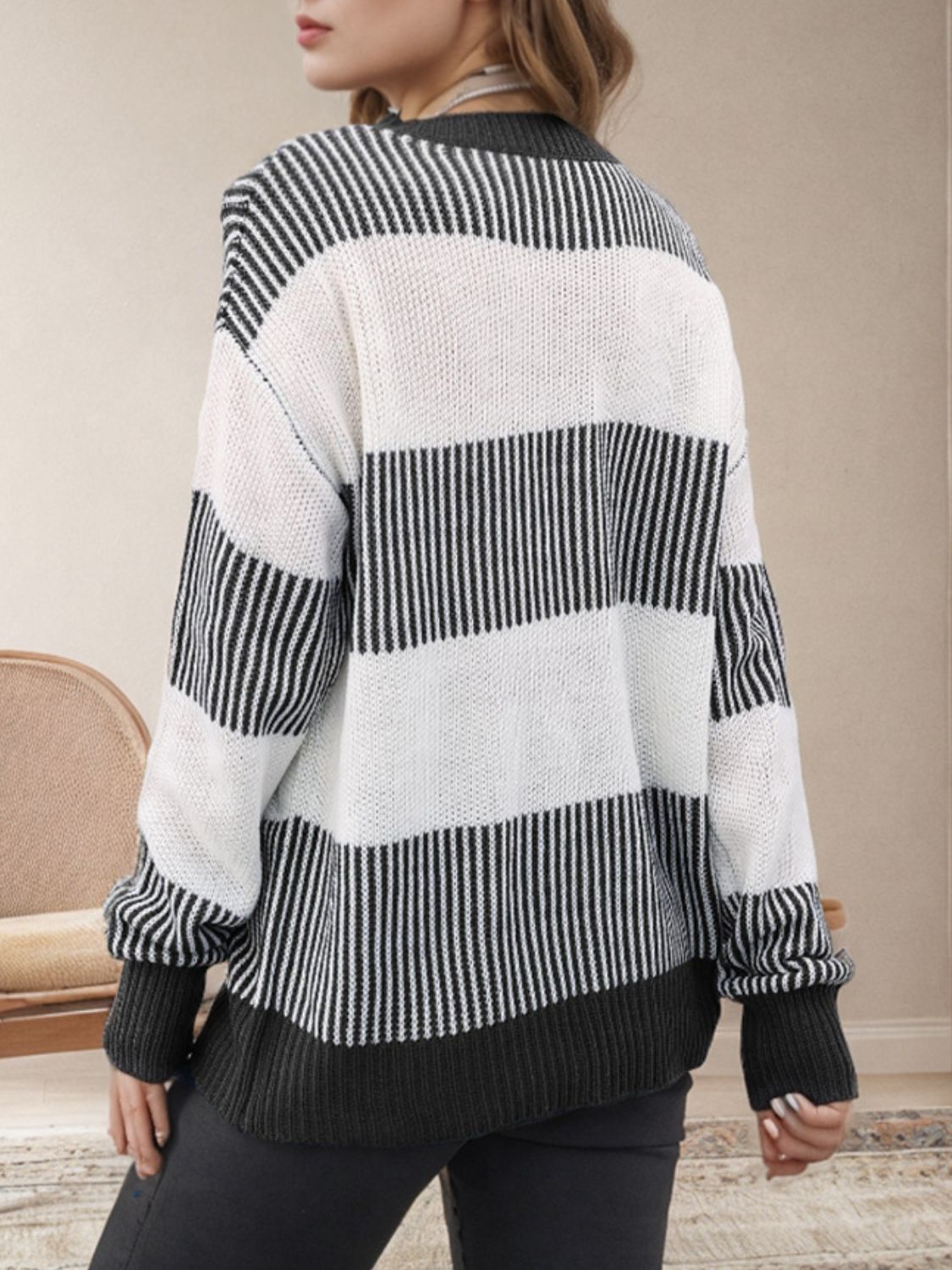 Beata® | Striped long-sleeved sweater with a crew neck