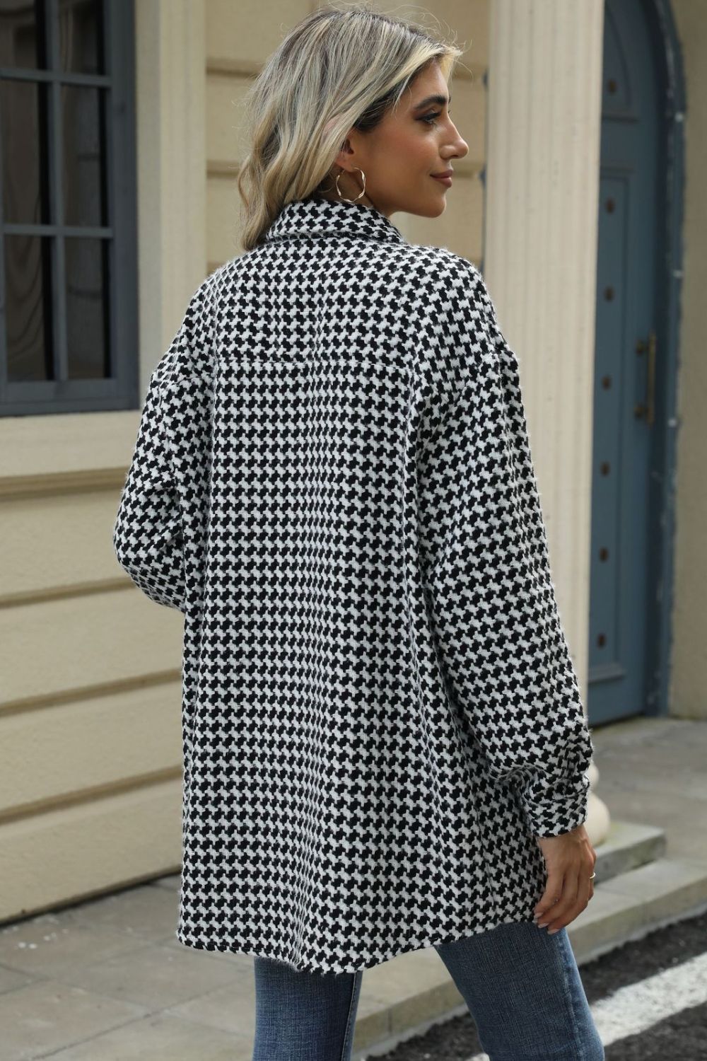 Anika® | Houndstooth coat with buttons and dropped shoulders