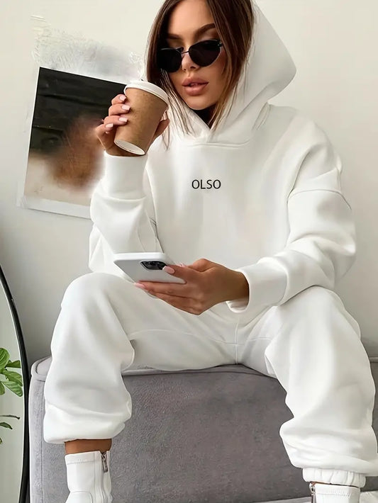 Antonella® | Casual two-piece set with hoodie and print