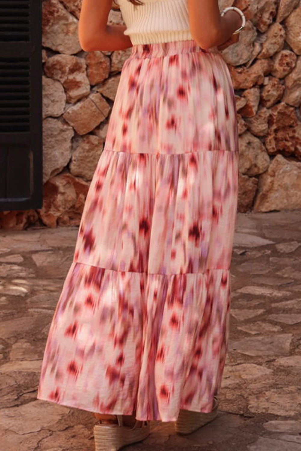 Angeline's® | Tiered printed skirt with elastic waist
