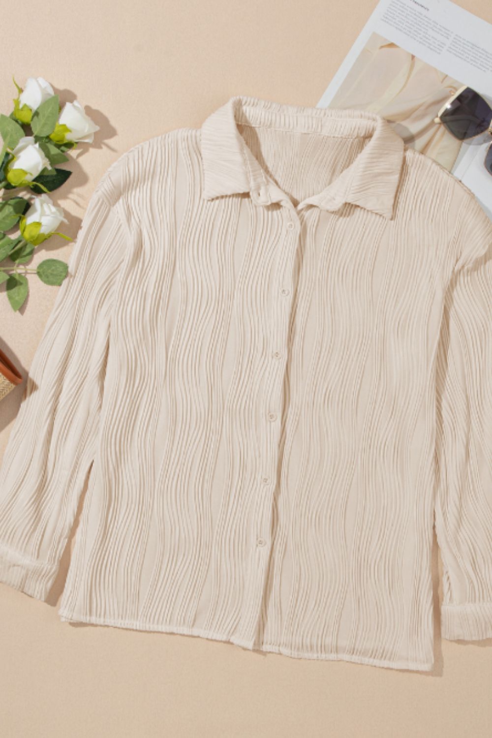Basilisa | Long sleeve button down shirt with a structured collar and collar