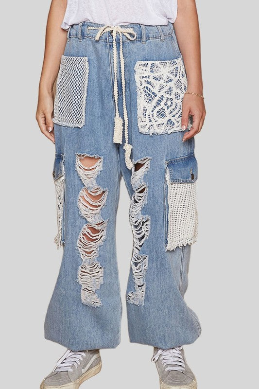 Dafne® | Crocheted patch for distressed washed jeans