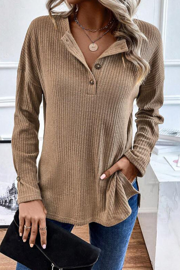 Aurora® | Stylish Buttoned Long Sleeve Sweater