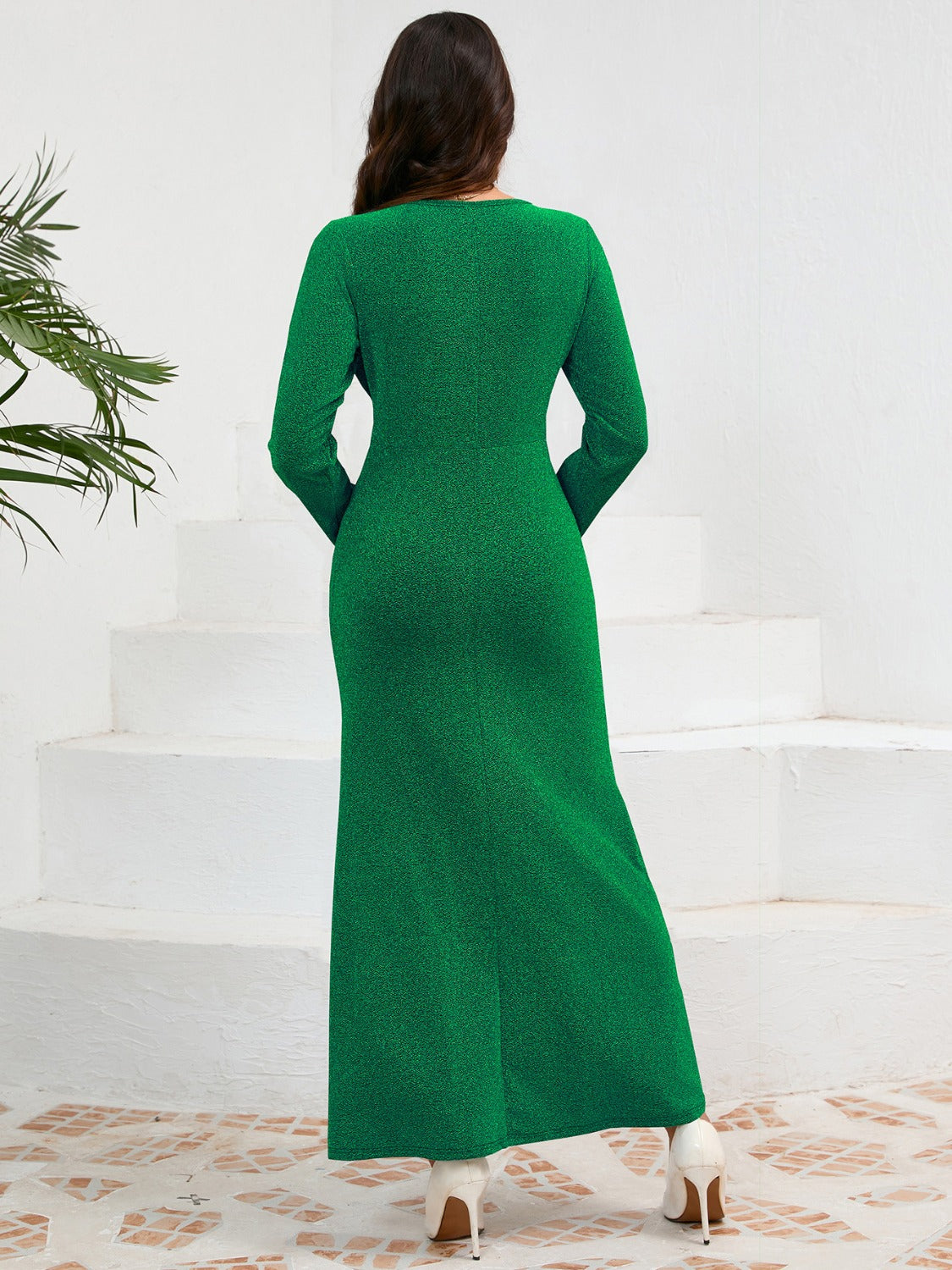 Brenda® | Ruched, long-sleeved dress with a round neckline
