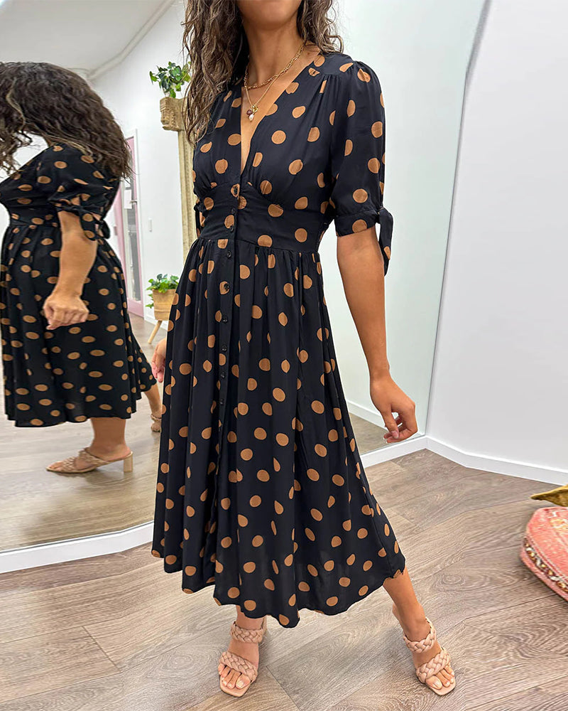 Cristina® | V-neck dress with polka dots