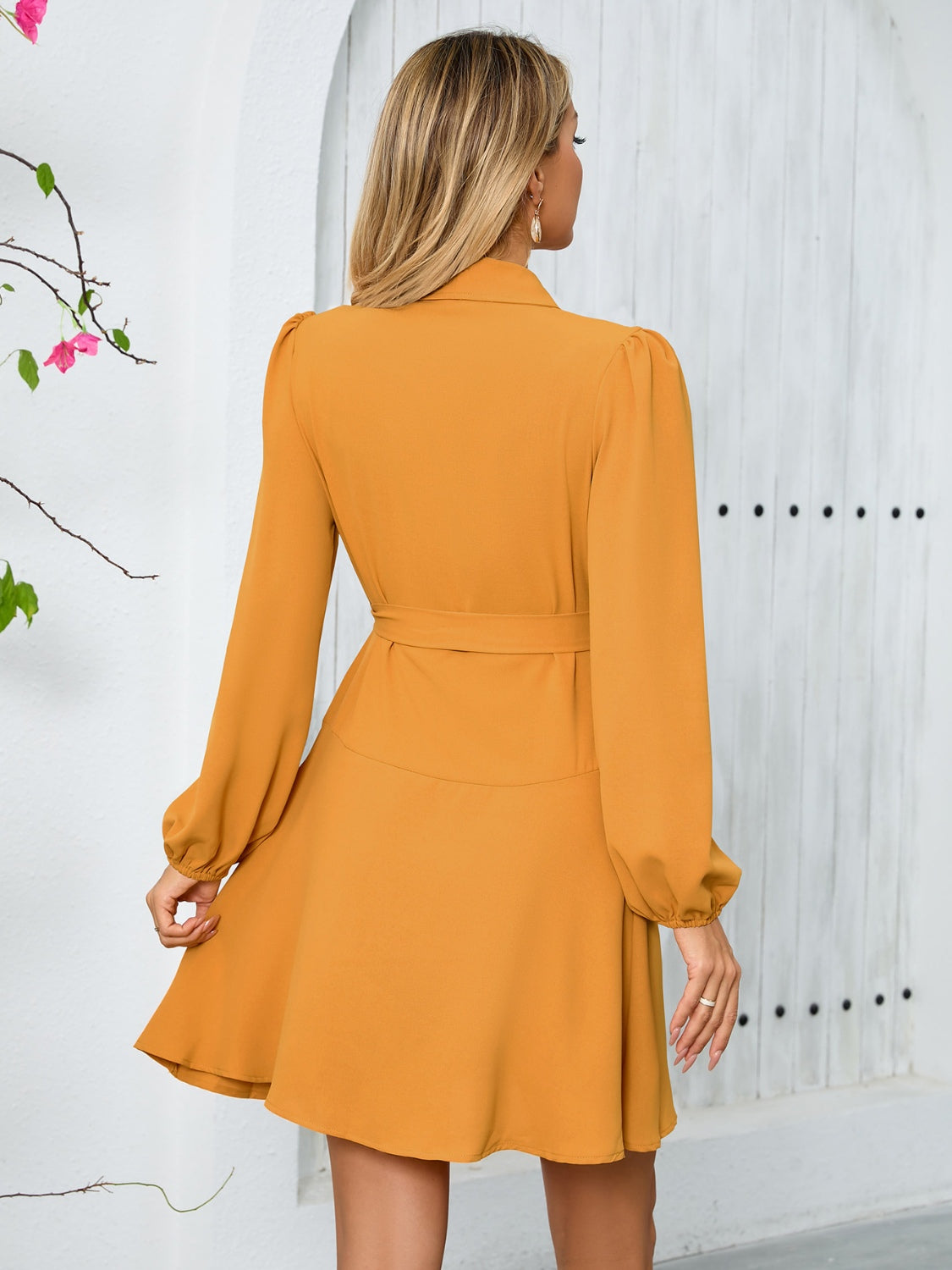 Chloe® | Long sleeve mini dress with surplice lacing at the waist
