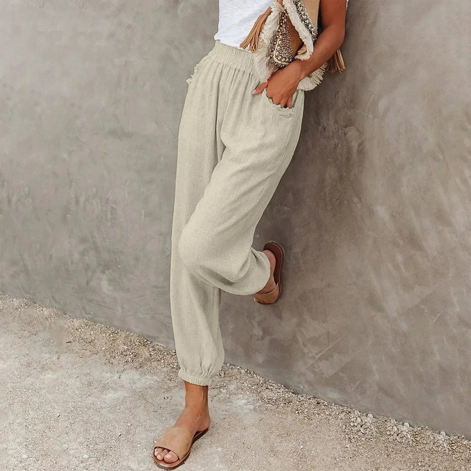 Skye | Women's Summer Pants with High Waist – Lightweight, Breathable & Comfortable with Pockets