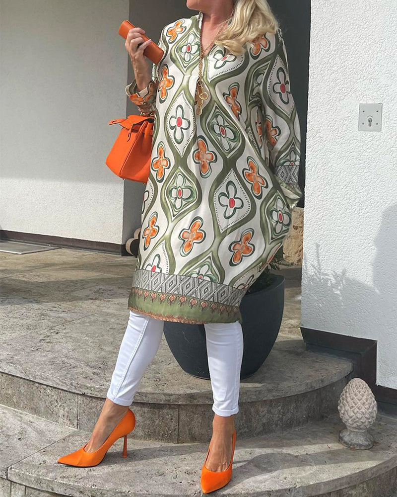 Dinah® | Casual long sleeve dress with floral print