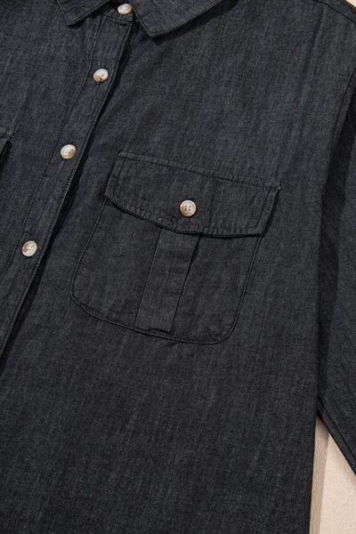 Carla® | Long sleeve denim top with pockets and collar