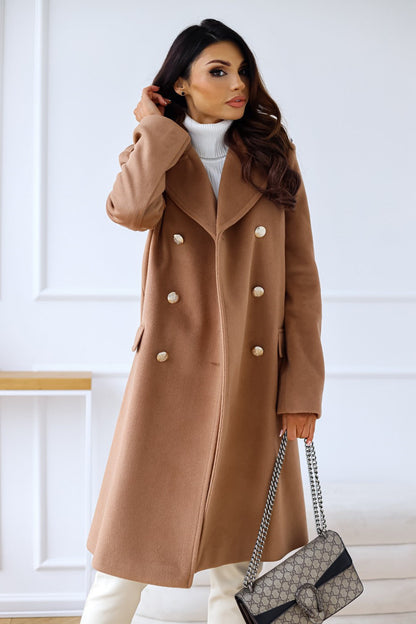 Women’s Wool Coat – Double Breasted – Tailored Fit – Full Length – Classic Lapel