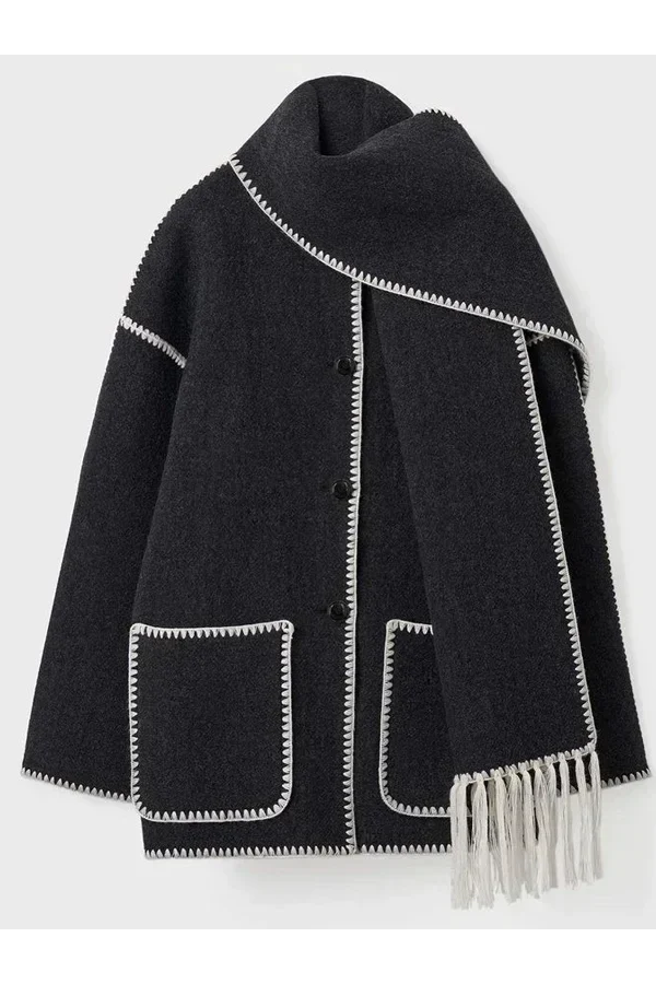 Bianca® | Scarf-Neckline Felt Woolen Coat