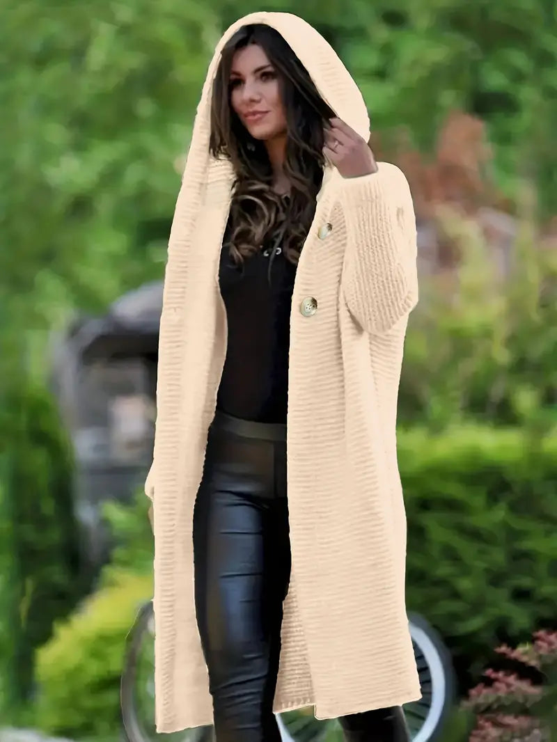 Cristina® | Long knitted cardigan with hood