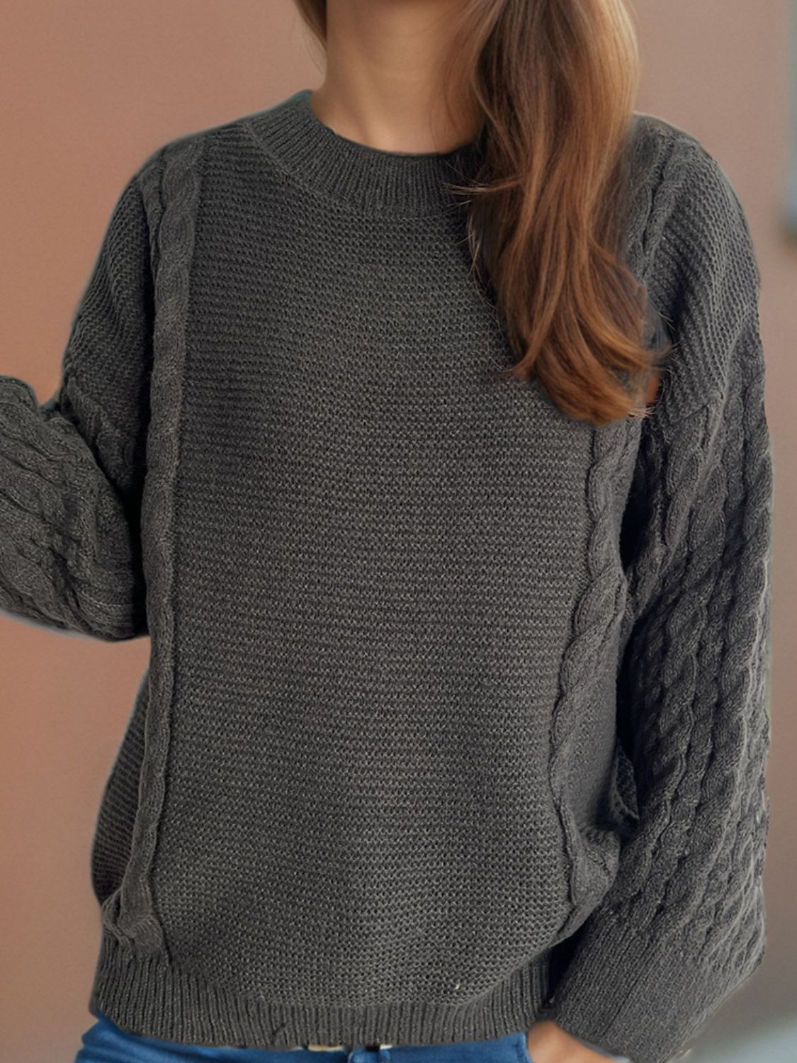 Celeste® | Long-sleeved cable-knit sweater with a crew neck