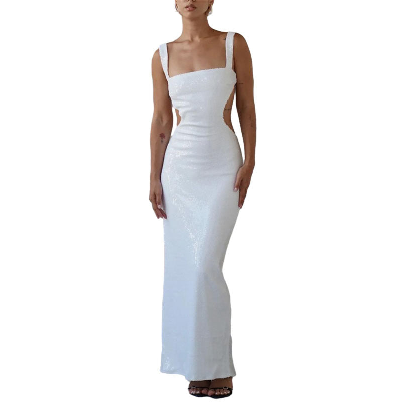 Angel® | Charming Sequin Sling Square Collar Backless Dress Skirt