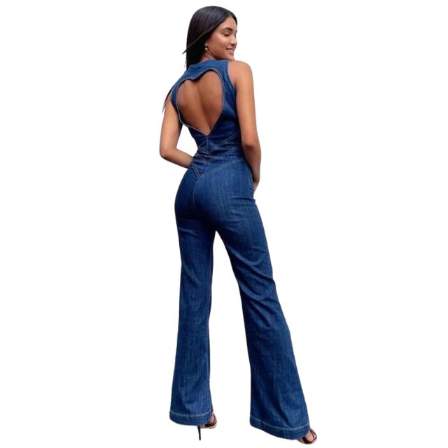 Alicia® | Retro Denim Jumpsuit With Zip