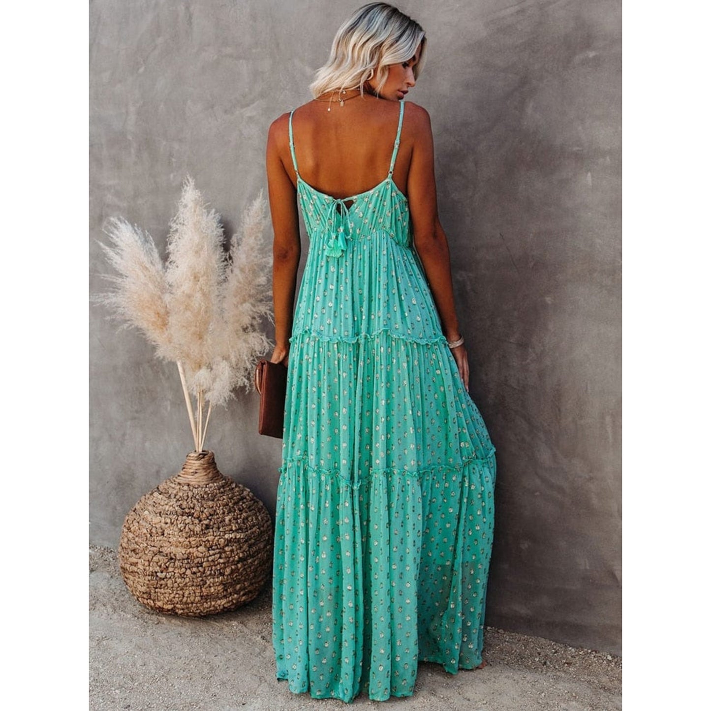 Alina® | Women's Summer V Neck Printed Maxi Dress