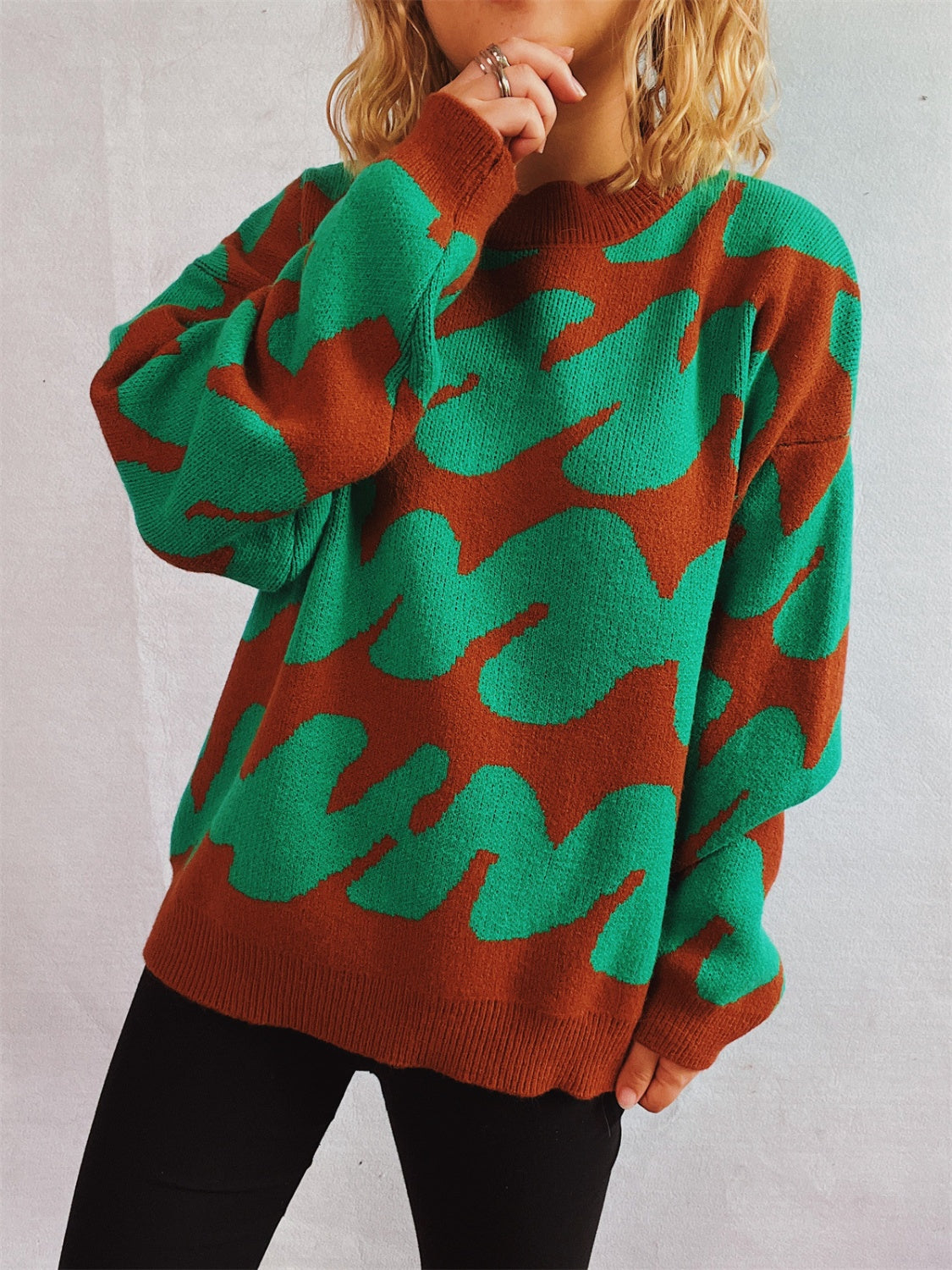 Anita® | Contrasting long-sleeved sweater with a crew neck