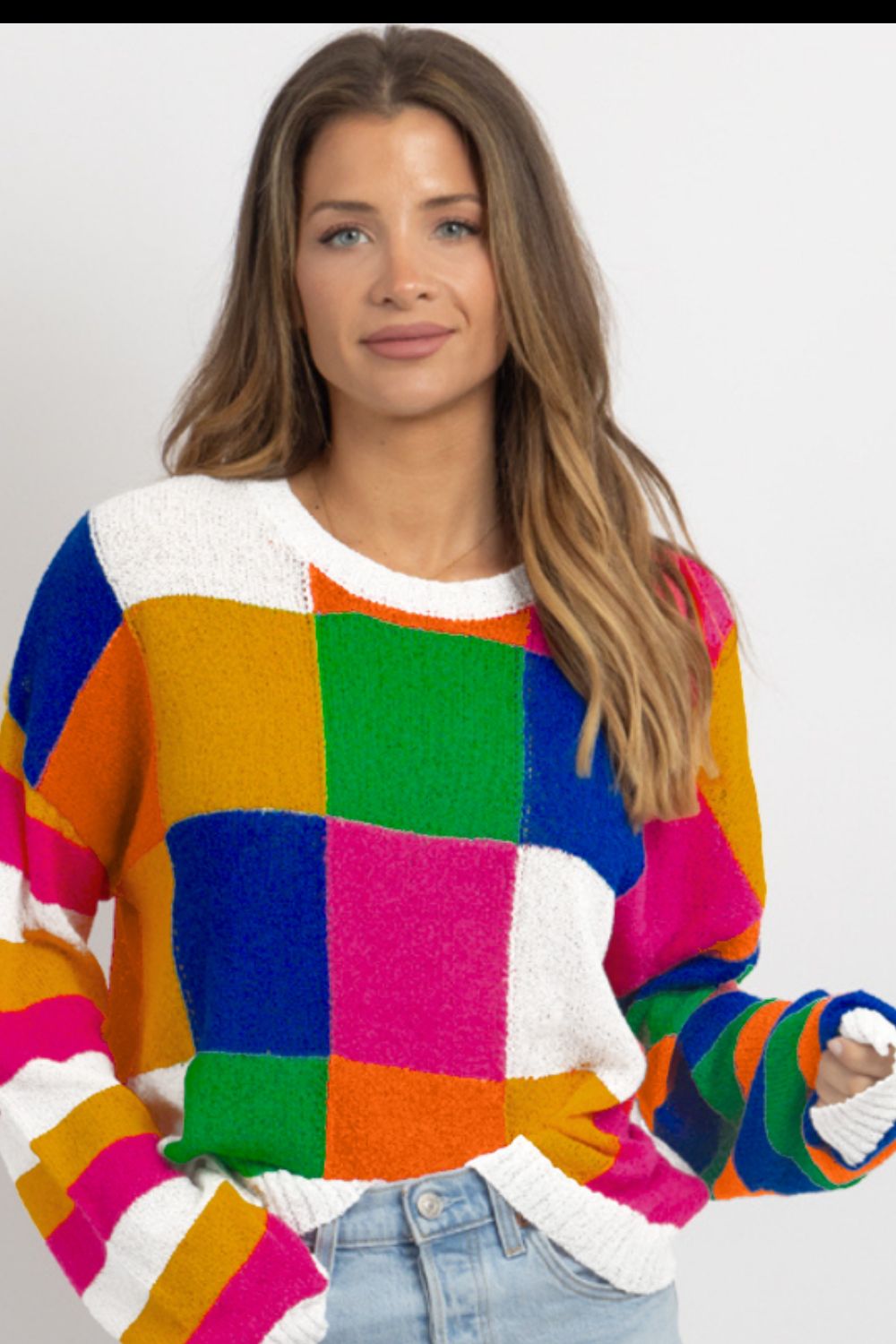 Crispina | Color block sweater with a crew neck and long sleeves