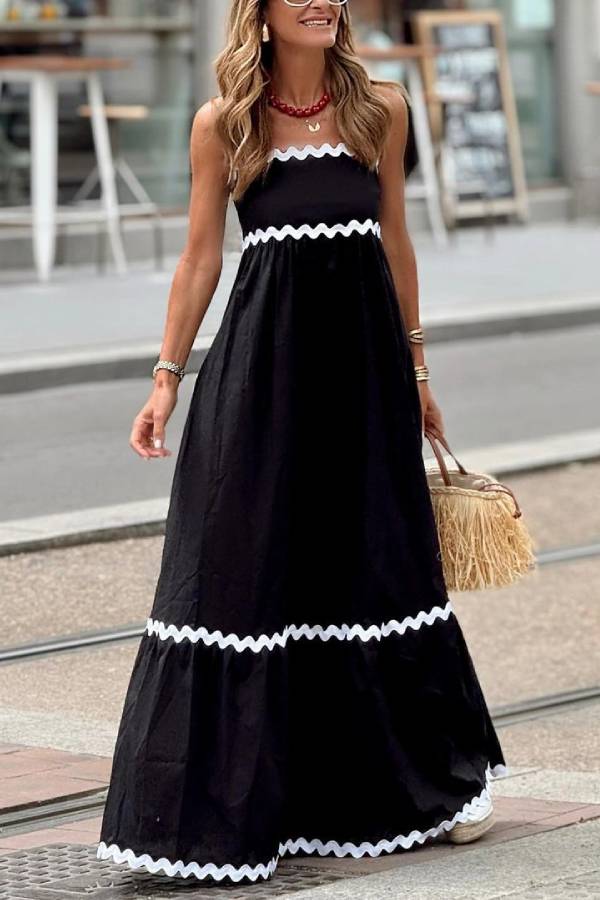 Cecilia® | Bayside Beauty smocked suspender maxi dress with scalloped back and smocked strap