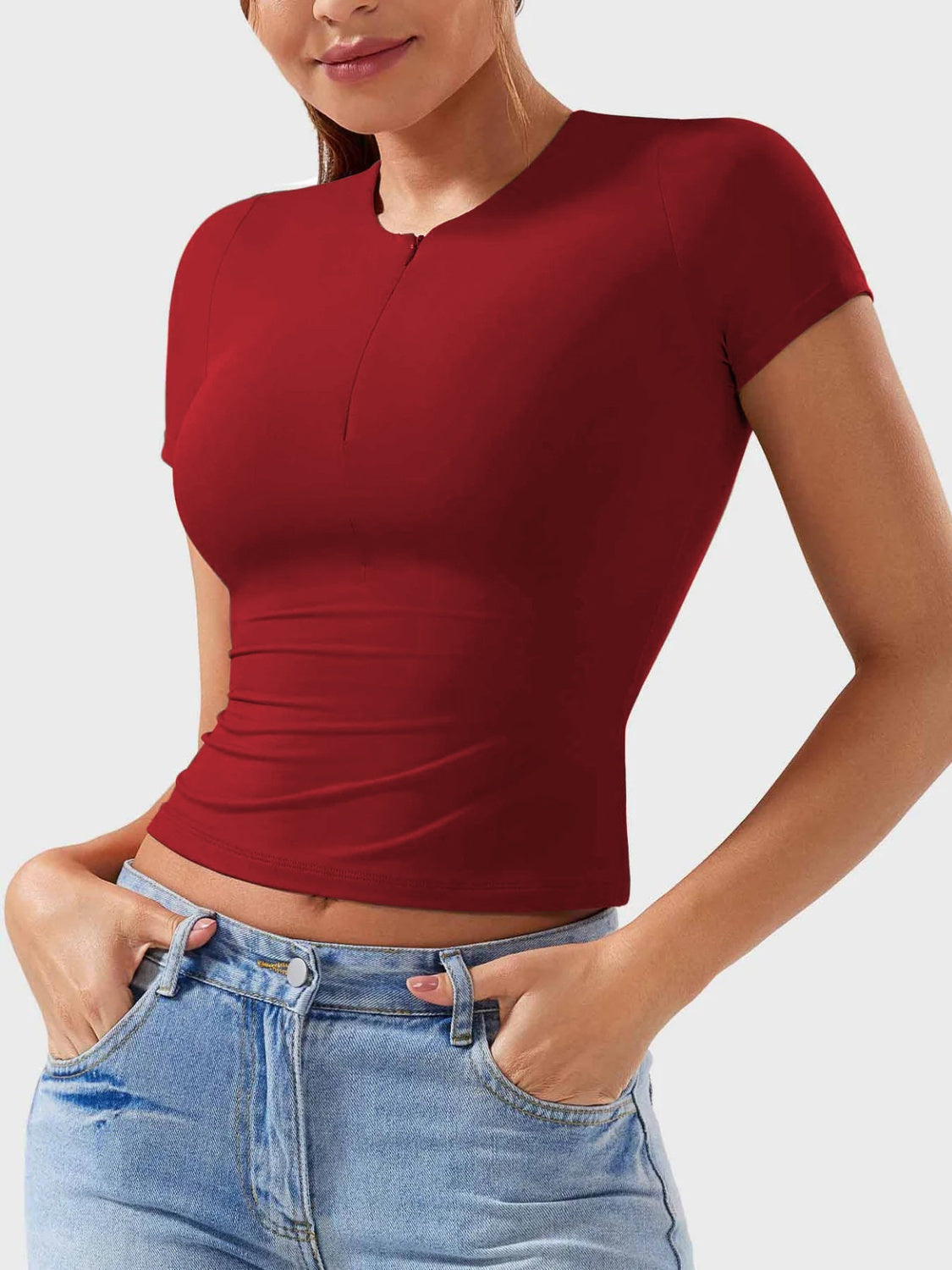 Elena® | Short sleeve half zip t-shirt