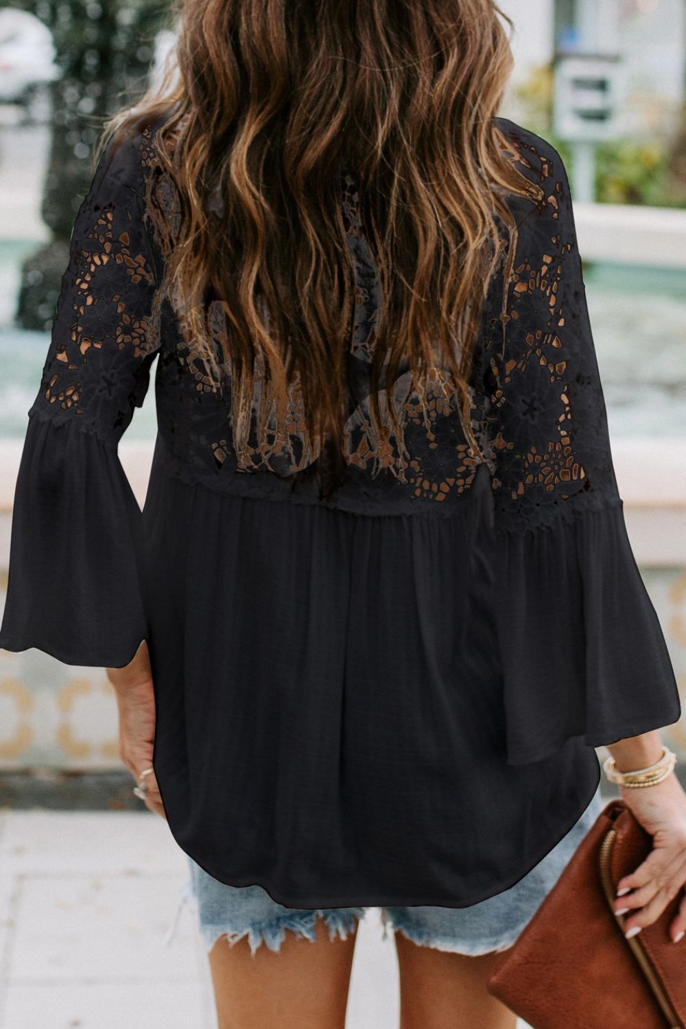Celeste® | Top with neckline and V-neck and three-quarter sleeves